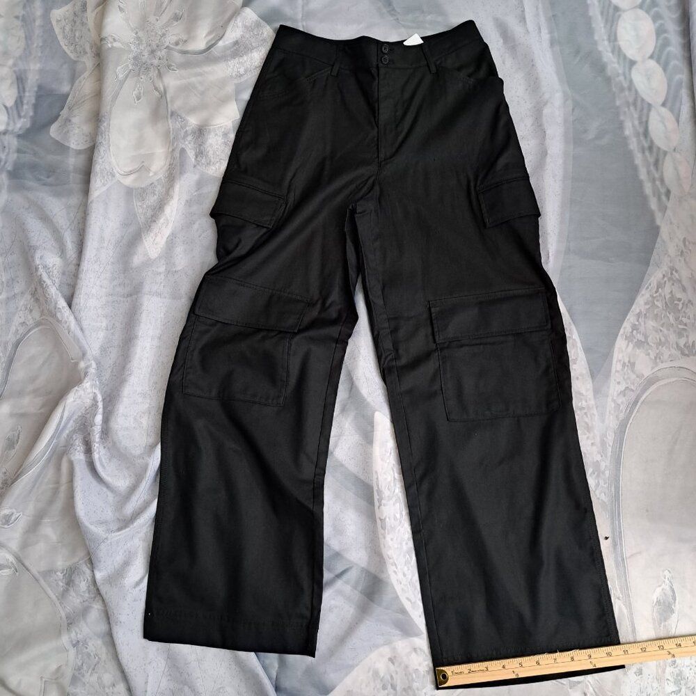 Banana Republic Pants Womens 8 cargo wideleg High Rise Cotton Utility NEW GOTH